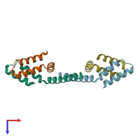 PDB entry 1vf6 coloured by chain, top view.