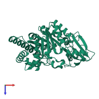 PDB entry 1vf8 coloured by chain, top view.