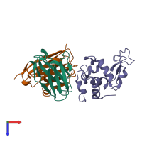 PDB entry 1vfb coloured by chain, top view.