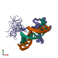 PDB entry 1vfc coloured by chain, ensemble of 20 models, front view.