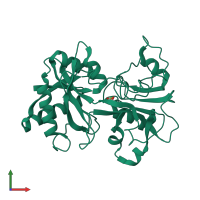 PDB entry 1vfe coloured by chain, front view.