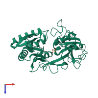 PDB entry 1vfe coloured by chain, top view.