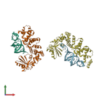 PDB entry 1vfg coloured by chain, front view.