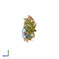 PDB entry 1vfg coloured by chain, side view.