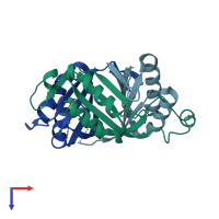 PDB entry 1vfj coloured by chain, top view.