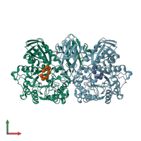 PDB entry 1vfo coloured by chain, front view.