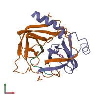 PDB entry 1vgc coloured by chain, front view.