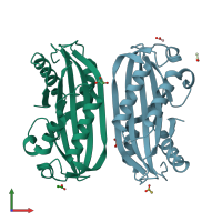 PDB entry 1vgf coloured by chain, front view.
