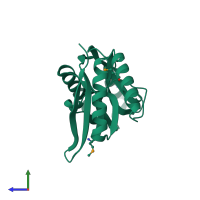 PDB entry 1vgj coloured by chain, side view.