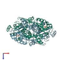 PDB entry 1vgq coloured by chain, top view.
