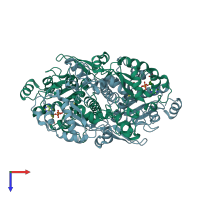 PDB entry 1vgr coloured by chain, top view.