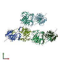 PDB entry 1vgw coloured by chain, front view.