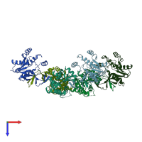 PDB entry 1vgw coloured by chain, top view.