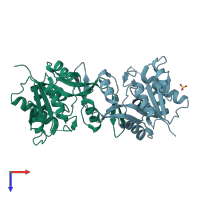 PDB entry 1vgz coloured by chain, top view.