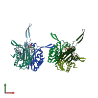 PDB entry 1vh8 coloured by chain, front view.