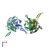 PDB entry 1vha coloured by chain, top view.