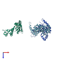PDB entry 1vhl coloured by chain, top view.