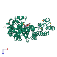 PDB entry 1vhn coloured by chain, top view.