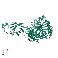 PDB entry 1vho coloured by chain, top view.