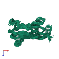 PDB entry 1vhp coloured by chain, ensemble of 20 models, top view.