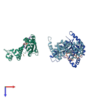 PDB entry 1vht coloured by chain, top view.