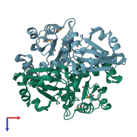 PDB entry 1vhv coloured by chain, top view.