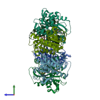 PDB 1vhw coloured by chain and viewed from the side.