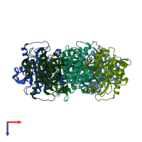 PDB entry 1vhw coloured by chain, top view.