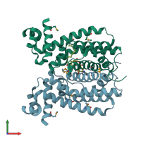 PDB entry 1vi0 coloured by chain, front view.