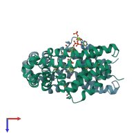 PDB entry 1vi0 coloured by chain, top view.
