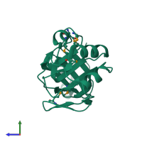 PDB entry 1vi4 coloured by chain, side view.