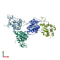 PDB entry 1vi5 coloured by chain, front view.