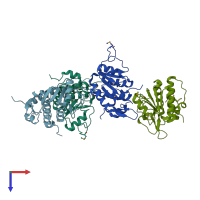 PDB entry 1vi5 coloured by chain, top view.