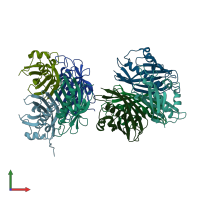 PDB entry 1vi8 coloured by chain, front view.