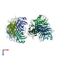 PDB entry 1vi8 coloured by chain, top view.