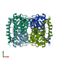 PDB entry 1vim coloured by chain, front view.