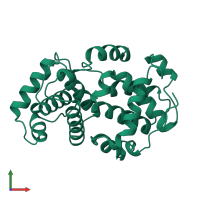 PDB entry 1vin coloured by chain, front view.