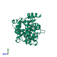 PDB entry 1vin coloured by chain, side view.