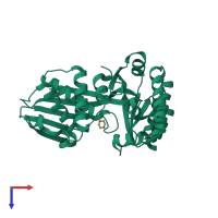 PDB entry 1vis coloured by chain, top view.