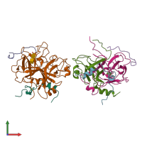 PDB entry 1vit coloured by chain, front view.