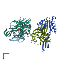 PDB entry 1viu coloured by chain, top view.