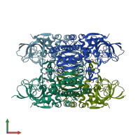 PDB entry 1vj0 coloured by chain, front view.