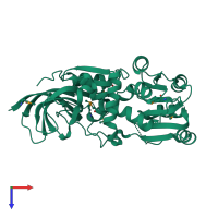 PDB entry 1vj1 coloured by chain, top view.