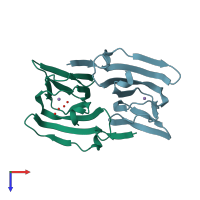 PDB entry 1vj2 coloured by chain, top view.