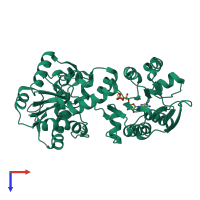 PDB entry 1vjc coloured by chain, top view.