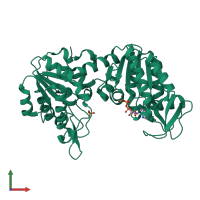 PDB entry 1vjd coloured by chain, front view.