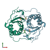 PDB entry 1vje coloured by chain, front view.