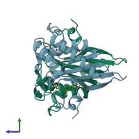 PDB entry 1vje coloured by chain, side view.