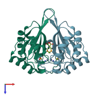 PDB entry 1vje coloured by chain, top view.