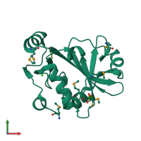 PDB entry 1vjf coloured by chain, front view.